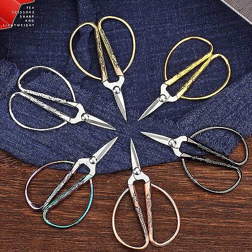 3.3-inch Small Sewing Embroidery Scissors, Vintage Stainless Steel Little Scissors Sharp Shears for Sewing Crafting, Art Work, Cross Stitch Cutting, Handcraft, Needlework DIY Tools Colorful - color: Colorful