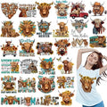 Yuntau 30 Pcs Western Highland Cow Iron On Transfer Patch, DTF Vinyl Decal - style: Highland Cow