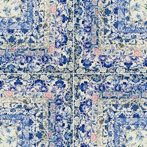 50pcs 5 x 5 inches Cotton Fabric Bundle-Blue Paisley - color: Blue Paisley, size: 5” x 5”