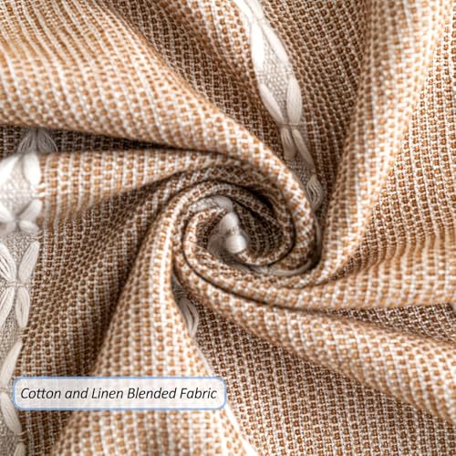 SIELUNO Rectangle Table Cloth Cotton Linen Waterproof Embroidery Tablecloth Rustic Farmhouse Style for Indoor Outdoor Dinning Tabletop Decoration-Striped Coffee-54 x86 - color: Striped Coffee, size: 54" x 86" (Rectangular)