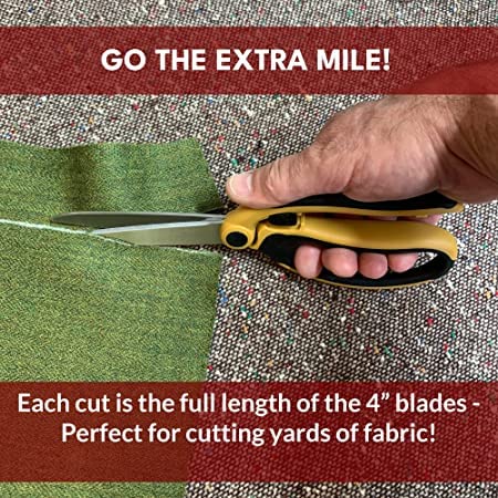 Madam Sew Spring Loaded Scissors | Premium 9.5" Fabric Shears with Precision Blades, Slide Lock, and Anti-Slip Grips | Ideal for Right or Left Hand Sewing | Heavy-Duty All-Purpose Craft Scissors