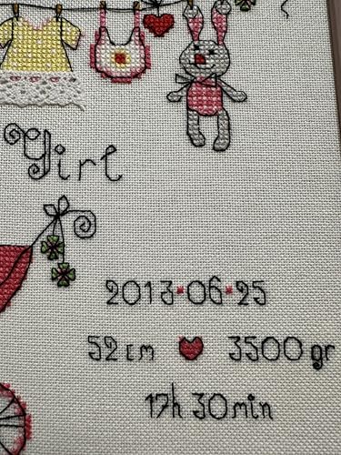 RIOLIS 1417 It's a Girl! Counted Cross Stitch Kit 7.87 x 7.87 in - style: It's a Girl! 1417