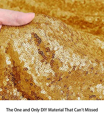 ShiDianYi Gold Sequin Fabric 6 Feet Sparkly Fabric by The 2 Yards 1PC-Shiny Gold Around The World Party Decorations -0818S(2Yards 1PC Gold) - color: Shiny Gold, size: 2 Yard