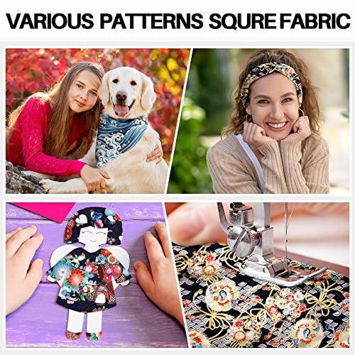 Japanese Style Fabric Squares Fat Quarters Cotton Bundle,Fresh Style - color: Fresh Style