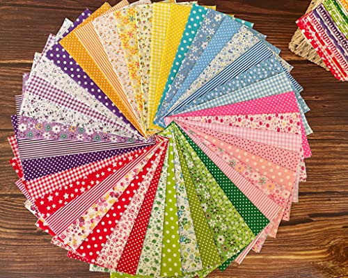 42PCS Cotton Fabric Bundles, 10"x10" Cotton Fabric Patchwork Squares Floral Patterns Printed Arts Craft DIY Cloths for Sewing Quilting Decoration, Scrapbooking, Handwork (25x25 cm - 42PCS)
