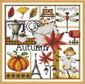Awesocrafts Cross Stitch Kits, Four Seasons of Autumn Easy Patterns Cross Stitching Embroidery Kit Supplies, Stamped or Counted (Autumn, Stamped) - color: Autumn, size: Stamped
