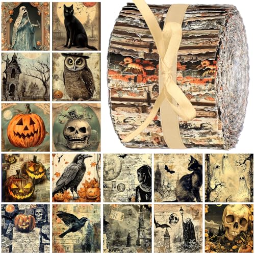 Hosuly 40 Pcs Halloween Fabric Jelly Gothic Quilting Strips Roll - color: Retro Halloween