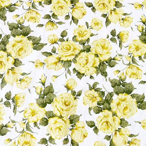 Yellow Print Cotton Fabric Fat Quarter Bundles - Quilting Fabric Material for Sewing, Patchwork Quilt, Apparel, Bags, Upholstery, and Crafts, 7 pcs 15.7" x 19.7" Pre Cut - color: Bright Yellow