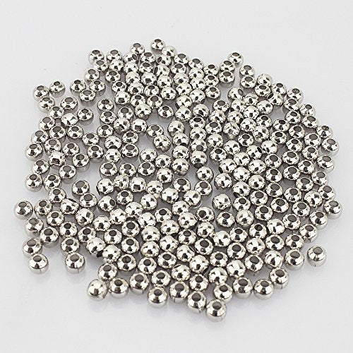 (R) Platinum Smooth Round Metal Beads 4 mm 600 Pcs - color: Platium 600 Pcs 4mm