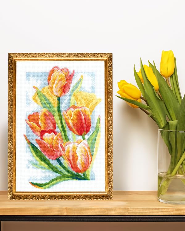 RIOLIS 2191 Spring Glow. Tulips Counted Cross Stitch Kit 8.25 x 11.75 in - style: Spring Glow. Tulips 2191