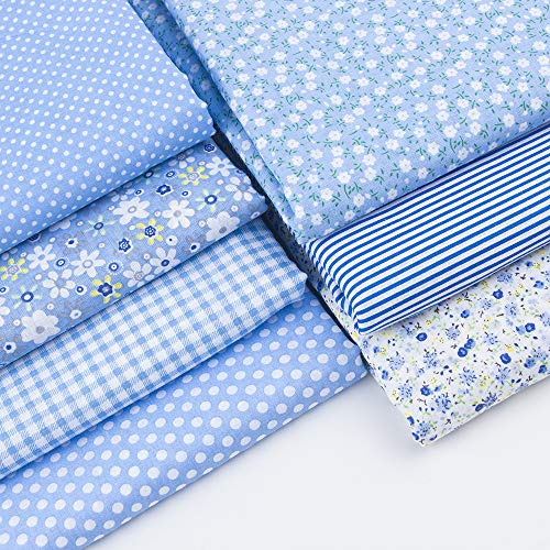 Cotton Fabric DIY Making Supplies Quilting Patchwork Fabric Fat Quarter Bundles DIY for Quilting Cotton Patchwork Cushions (Blue, 20" x 20") - color: 7pcs Blue, size: 20" x 20"