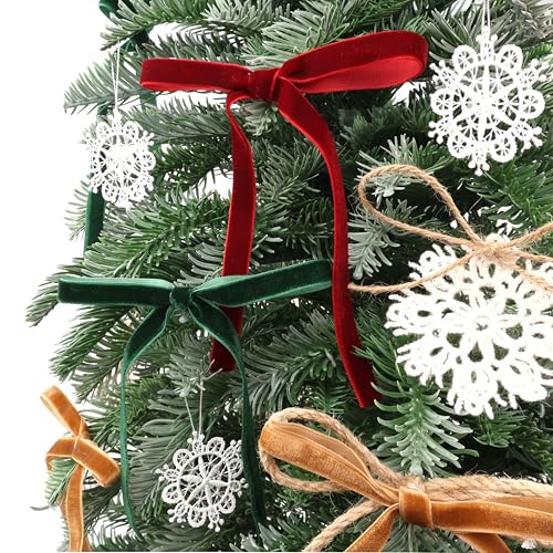 IDONGCAI Velvet Ribbon, Jute Twine & Lace Snowflake Craft Kit - color: Mix colors