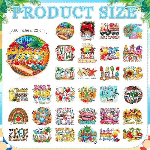 30 Pcs Summer Western Iron on Transfer Patches Mexico Tropical Vinyl Decals - style: Western Summer