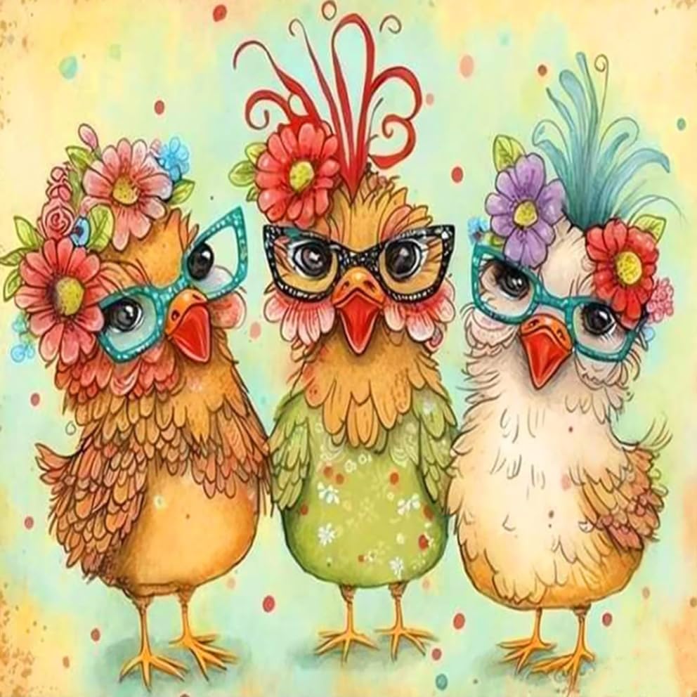 MBNTJHT Hen Chicken Stamped Cross Stitch Kits for Beginner,Cross Stitch Patterns Needlepoint Kits for Adults, Cross Stitch Supplies for Adults 14x14inch - color: X24101