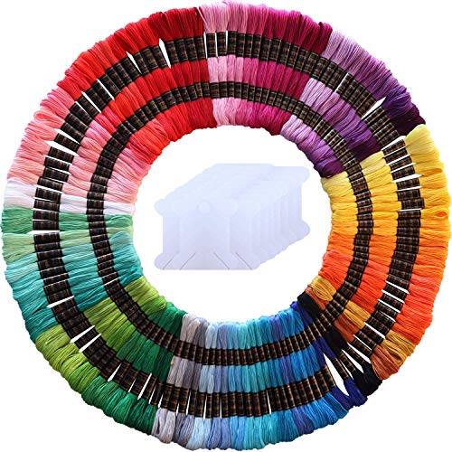 MOYYON 122 Skeins Embroidery Floss - Embroidery Thread - Friendship Bracelet String with Free Set of 30 pcs Floss Bobbins for Cross Stitch, Hand Embroidery, String Art