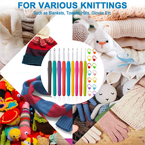Vodiye 9 Sizes Crochet Hooks 2.0–6.0mm, Ergonomic Crochet Hook Set, Crochet Needles for Beginners, DIY Projects and Craft Lovers (Pack of 2) - size: 9 Size(2.0-6.0mm) (Pack of 2)