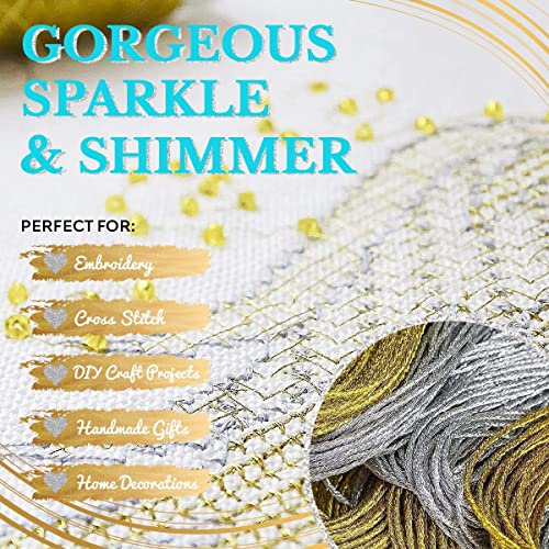 24 Metallic Deep Antique Gold Skeins of 100% Cotton Metallic - color: Gold Antique Floss
