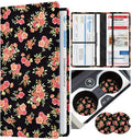 Slohif Car Registration and Insurance Holder with 2 Car Coasters, Elegant - color: Pink Rose