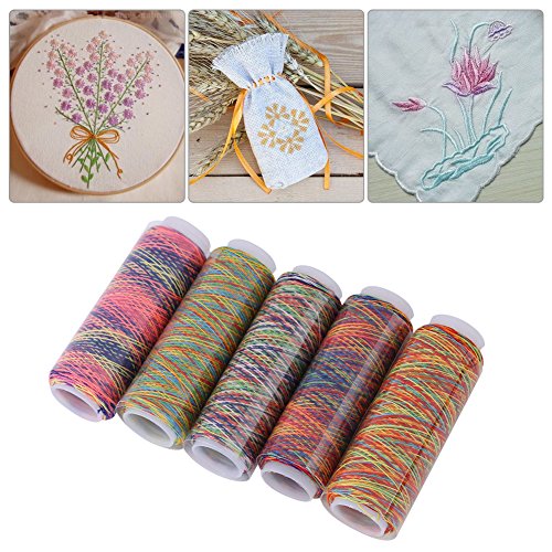 5pcs Multicolor Gradient Sewing Quilting Embroidery Thread Spools Garment Accessory, Polyester, Multicolor