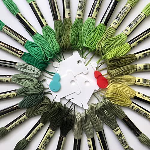 levylisa Embroidery Floss 30 Skeins Cross Stitch Threads Friendship Bracelets Floss with 10 Pcs Floss Bobbins and 2 Pcs Needle Threader (Green) - color: Green