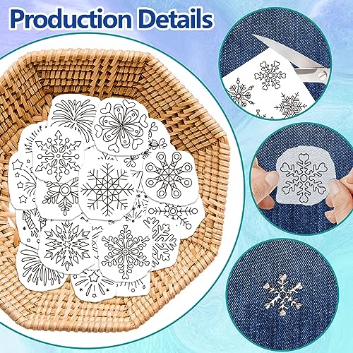 GLOBLELAND 4 Sheets Snowflake Firework Water Soluble Embroidery Pattern - color: Snowflake Firework