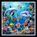 Fanxvivy Counted Cross Stitch Kits for Adults 11CT Unprinted Cross-Stitch Patterns Embroidery Kits Easy Cross Stitching Needlepoint Kits-Underwater World Dolphin 18x18 inch - color: DIYcraft20