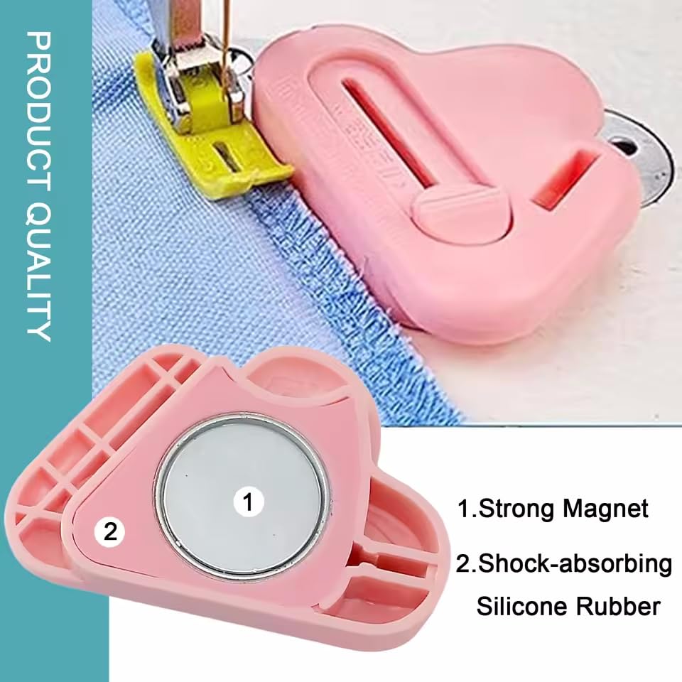 ZhXu Shuo 3Pcs Magnetic Seam Guide for Sewing Machine with Seam Rippers, Multifunctional Hemmer Guide with Scale, Stitch Remover Tool, Universal Sewing Accessories and Quilting Supplies