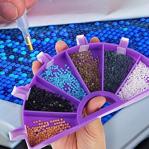 cobee Diamond Painting Tray Kit, 6 Grids Diamond Painting Accessories Tray Organizer with Multiple Stopper Dividers for 5D Diamond Embroidery Nail Art Cross Stitch Tools Bead Sorting Storage(Purple)