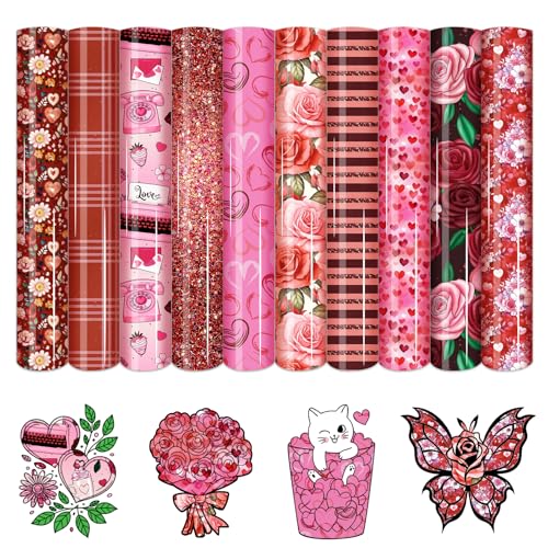 HTVSTD Rose Romantic Heat Transfer Vinyl 10Sheet 12×10in Iron on Vinyl - color: Rose