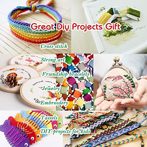 301 Embroidery Floss Set Including Cross Stitch Threads Friendship Bracelet String with 5-Tier Transparent Box, Floss Bobbins and Cross Stitch Kits - size: 5-Tier box