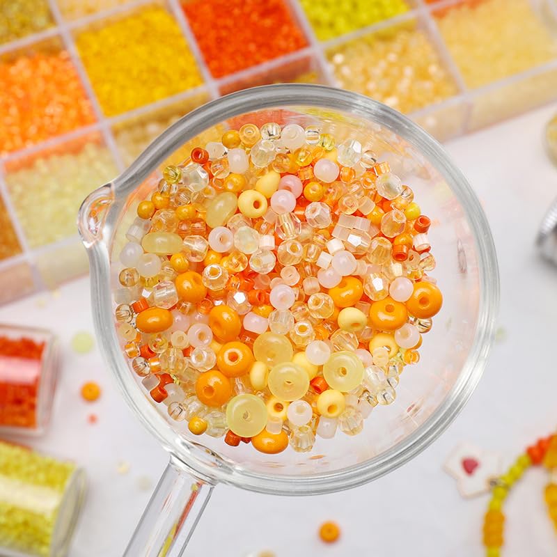 24 Grid Orange Glass Seed Bugle Tube Beads Kit for Jewelry Making DIY Craft - color: Orange, size: 24 Grid