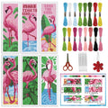 INFUNLY 6PCS Flamingo Cross Stitch Bookmarks Kit Pink Handmade Cross Stitch Bookmarks Make Time to Read DIY Cross Stitch Bookmark Set with Backing Felt Floss Instruction for Adult Book Lovers - style: 6PCS Flamingo