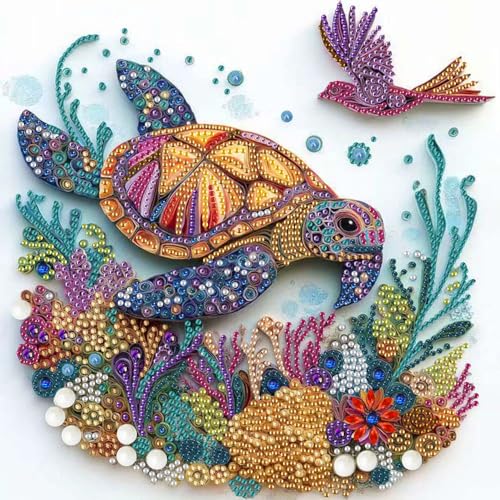 ZQEATRY Sea Turtle Diamond Painting Kits for Adults,5D Special Shape Diamond Art Kits for Adults Beginners,DIY Crystal Rhinestones Diamond Dots with Gem Art Kits,Home Wall Decor 12 X 12 inch - color: XJ101