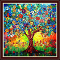 Dimensean Stamped Cross Stitch Kits Full Range of Embroidery Patterns Starter Kits for Beginners Adult DIY Cross Stitches Needlepoint Kits 11CT-Colorful Tree of Life 18x18 inch - color: Arts kits 35