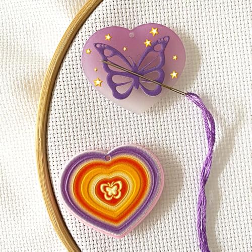 DPXWCCH 2 Pieces Heart Needle Minders for Cross Stitch,Butterfly Magnetic Needle Nanny Embroidery Sewing Needlework Accessories