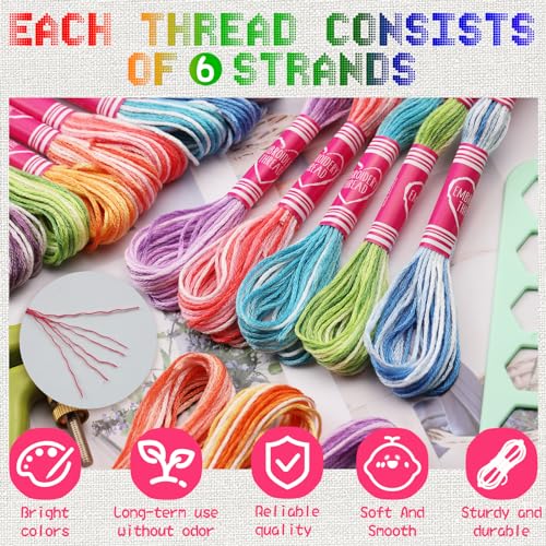 16 Skeins Embroidery Thread, 8 Color Cross Stitch Thread - color: Colorful Series