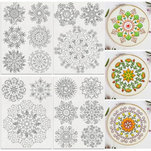 18Pcs Mandala Flower Water Soluble Hand Sewing Stabilizers - style: Mandala