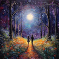 Moohue Stamped Cross Stitch Kits for Adults Skull 14CT Pre Printed Cross Stitch Kits for Beginners (The Moon and Lovers) - color: The Moon and Lovers