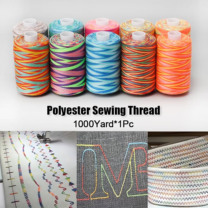 1000 Yard Multicolor Gradient Sewing Thread Colorful Embroidery Thread DIY Craft Spools Garment Accessory - style: #15
