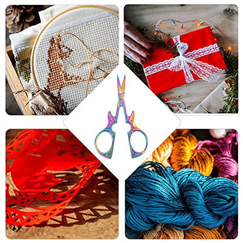 SUNNYCLUE 4.5Inch Sewing Scissors Guitar Scissors Shears Sharp Cutter Multi-Color Cutting Tool & Leather Sheath for Fabric Paper Cutting Craft Threading Household Daily Use Cross-Stitch - color: Rainbow Color-1pc-guitar Scissors With Cover