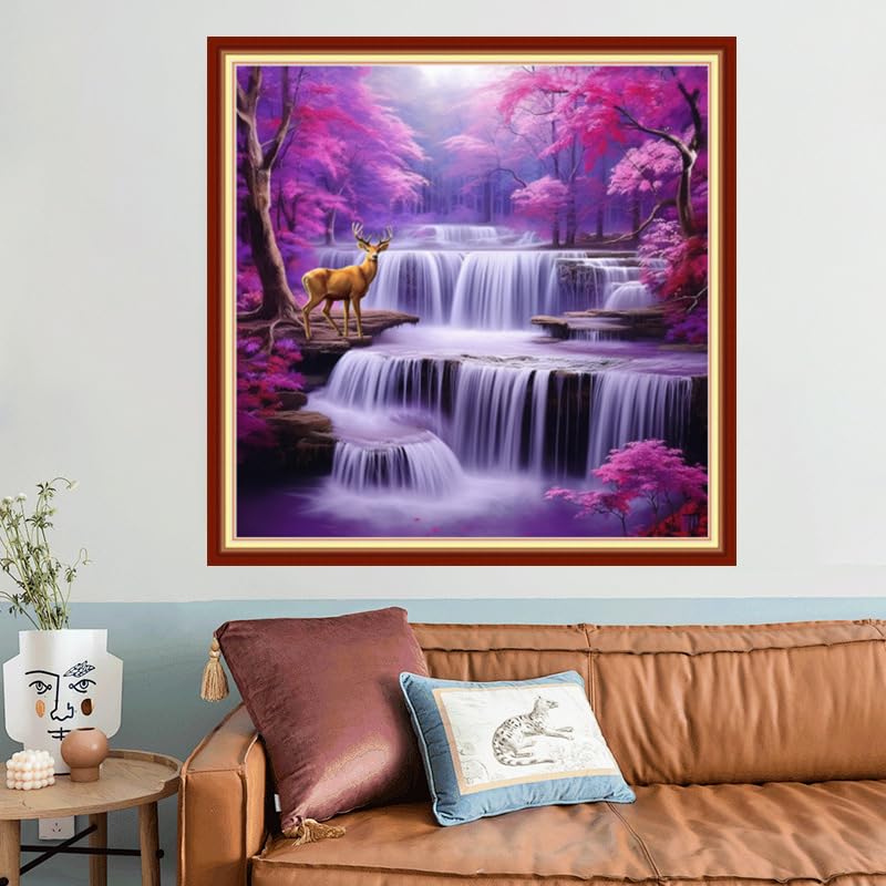 Joyhoor Stamped Cross Stitch Kits for Beginners, Needlepoint Kits for Adults, 11CT Counted Embroidery Kits-Enchanting Waterfall 18x18 inchs - color: Artstyle13
