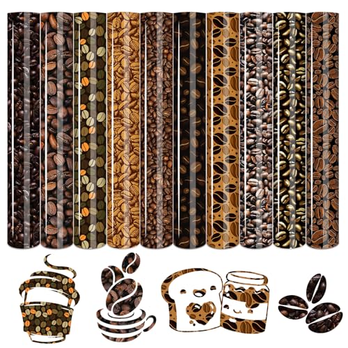Tintnut Coffee Bean Heat Transfer Vinyl,10 Pcs 12×10in Iron on Vinyl - color: Brown