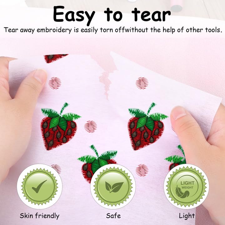 400 Pcs Tear Away Embroidery Stabilizer 8x8 Inch Embroidery Backing 2.5 oz Tearaway Stabilizers for Embroidery Fit 4x4 Hoops Fabric Embroidery Precut Sheets for Machine Embroidery and Hand Sewing