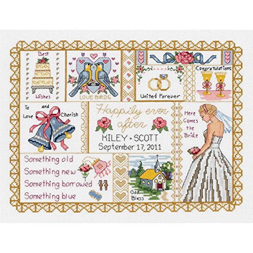 Janlynn 50577 Counted Cross Stitch Kit 13.25"X10", Wedding Collage (14 Count)