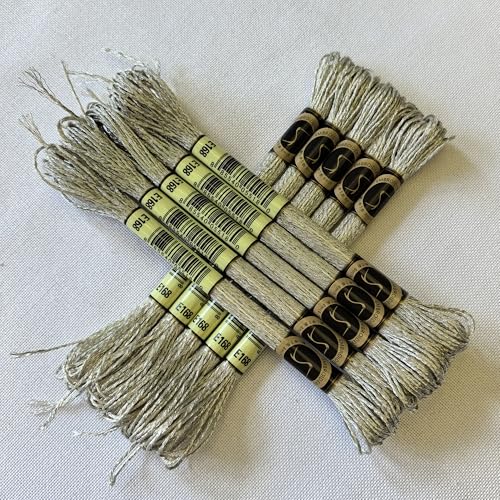 8 Meters 12 Strands Metallic Embroidery Floss Cross Stitch Needlework Thread, Metallic Silver, 10 Skeins - color: Metallic Silver