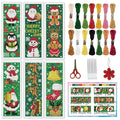 INFUNLY 6pcs Christmas Cross Stitch Bookmark Kits Snowman Embroidery Bookmark Kit with Instructions Santa Claus Handmade Cross Stitch Set Pre-Printed Deer DIY Bookmark-Kits for Adults Book Lovers - style: Christmas Snowman