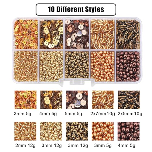 Gold Glass Seed Beads for Jewelry and Embroidery - color: Gold