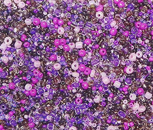 Perlin Glass Seed Beads 2mm 3mm 4mm Round Pony Beads Pack of 3000 Mixed Size, Colour Mix for Jewelry Making Earrings Bracelets Pendants Waist DIY Handmade (Purple) - color: Purple