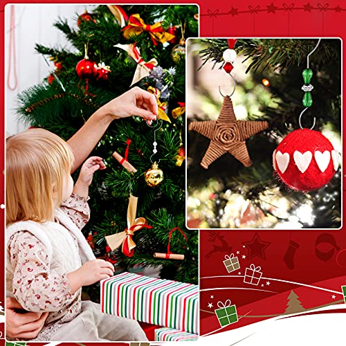 Zhengmy 45 Pcs Christmas Ornament Hooks Beaded Hangers Decorative Xmas Tree Ornament Hooks Stainless Wire S Hanging Hook with Clear Acrylic Crystal Jeweled for Crafts Xmas Tree Decoration(Silver)