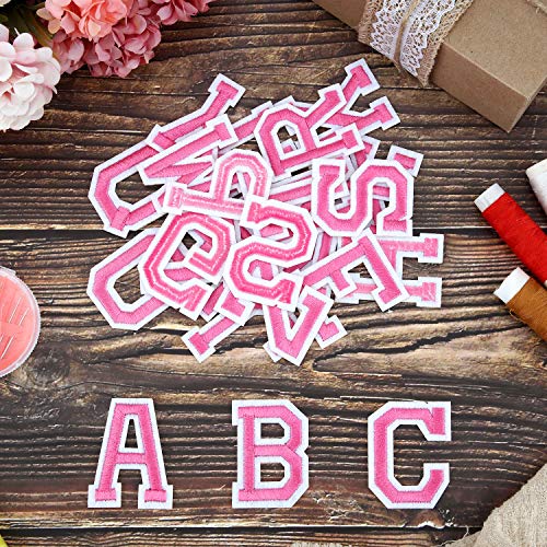 Boao 104 Pcs Iron on Letters Patches for Fabric,Pink - color: Pink